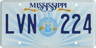 MS license plate LVN224