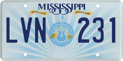 MS license plate LVN231