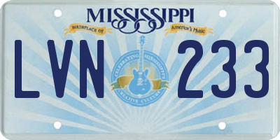 MS license plate LVN233