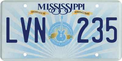 MS license plate LVN235