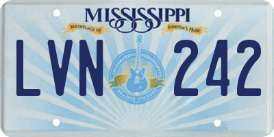 MS license plate LVN242