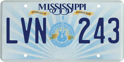 MS license plate LVN243