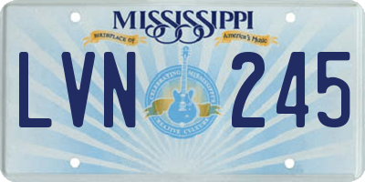 MS license plate LVN245