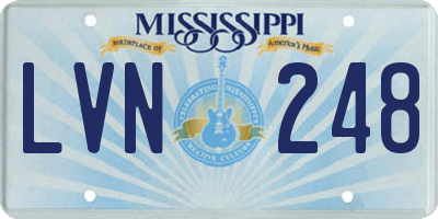 MS license plate LVN248