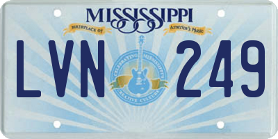 MS license plate LVN249