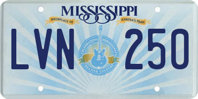 MS license plate LVN250