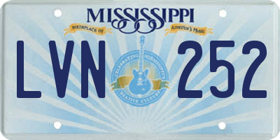 MS license plate LVN252