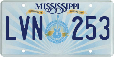 MS license plate LVN253