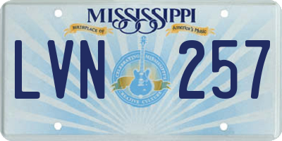 MS license plate LVN257