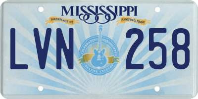 MS license plate LVN258