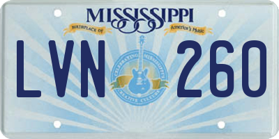 MS license plate LVN260