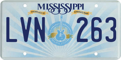 MS license plate LVN263