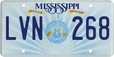 MS license plate LVN268