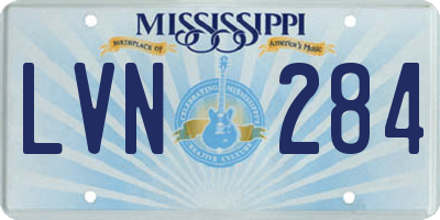 MS license plate LVN284
