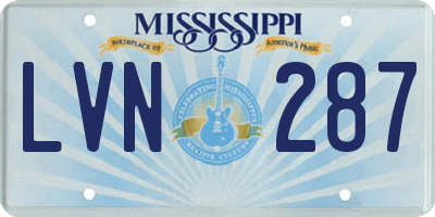 MS license plate LVN287