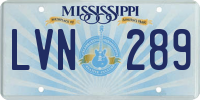 MS license plate LVN289