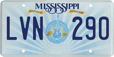 MS license plate LVN290