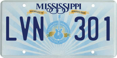 MS license plate LVN301