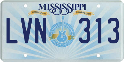 MS license plate LVN313