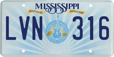 MS license plate LVN316