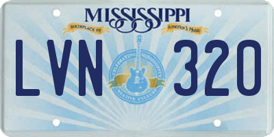 MS license plate LVN320