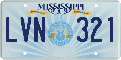 MS license plate LVN321