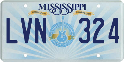 MS license plate LVN324