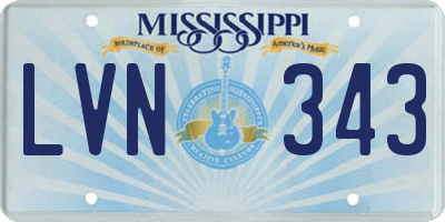 MS license plate LVN343