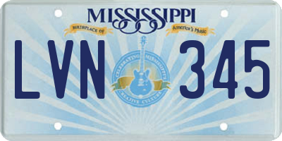 MS license plate LVN345