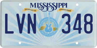 MS license plate LVN348