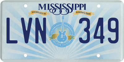 MS license plate LVN349