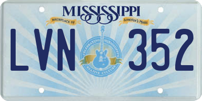 MS license plate LVN352