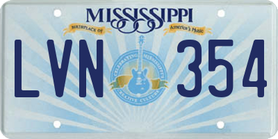 MS license plate LVN354