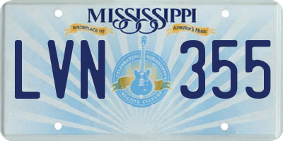 MS license plate LVN355