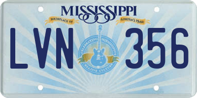 MS license plate LVN356