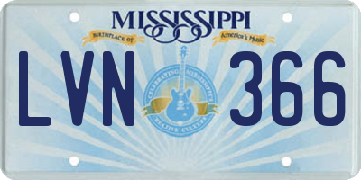 MS license plate LVN366