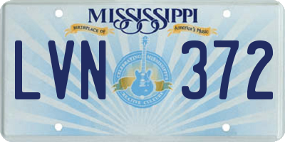 MS license plate LVN372