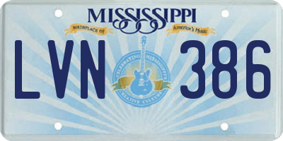 MS license plate LVN386
