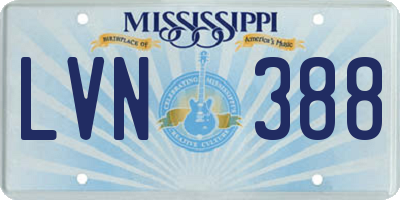 MS license plate LVN388
