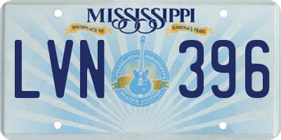 MS license plate LVN396