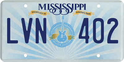MS license plate LVN402