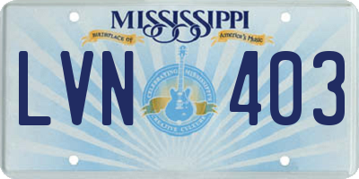 MS license plate LVN403