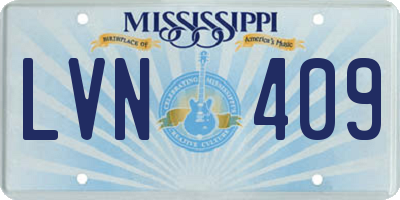MS license plate LVN409