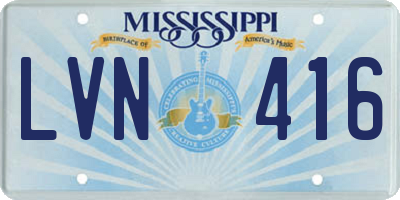 MS license plate LVN416