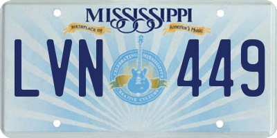 MS license plate LVN449