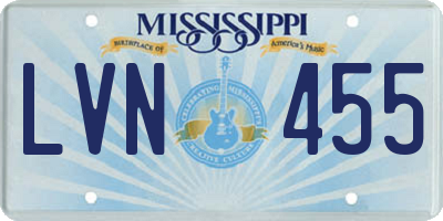 MS license plate LVN455