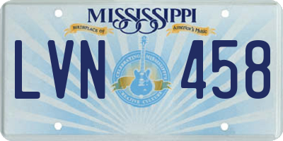 MS license plate LVN458