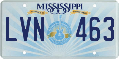 MS license plate LVN463