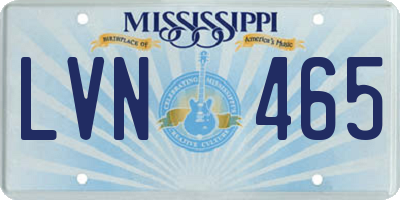MS license plate LVN465