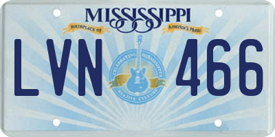 MS license plate LVN466
